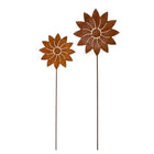 Metalen bloemdecoratie roestlook Ø13 cm op stok