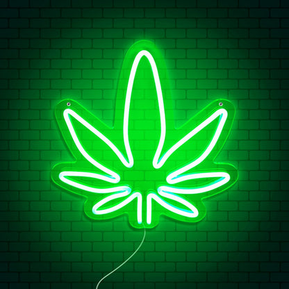 Neonlamp wietblad 31x33 cm groen