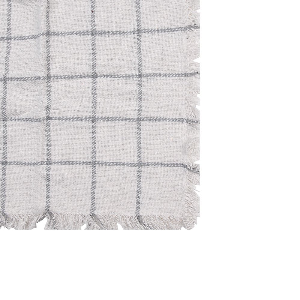 Throw 125x150 cm White Grey Cotton Stripes Blanket