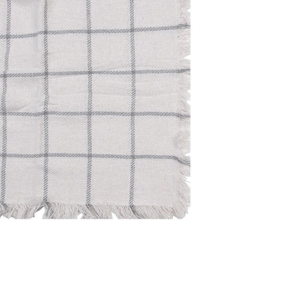 Throw 125x150 cm White Grey Cotton Stripes Blanket