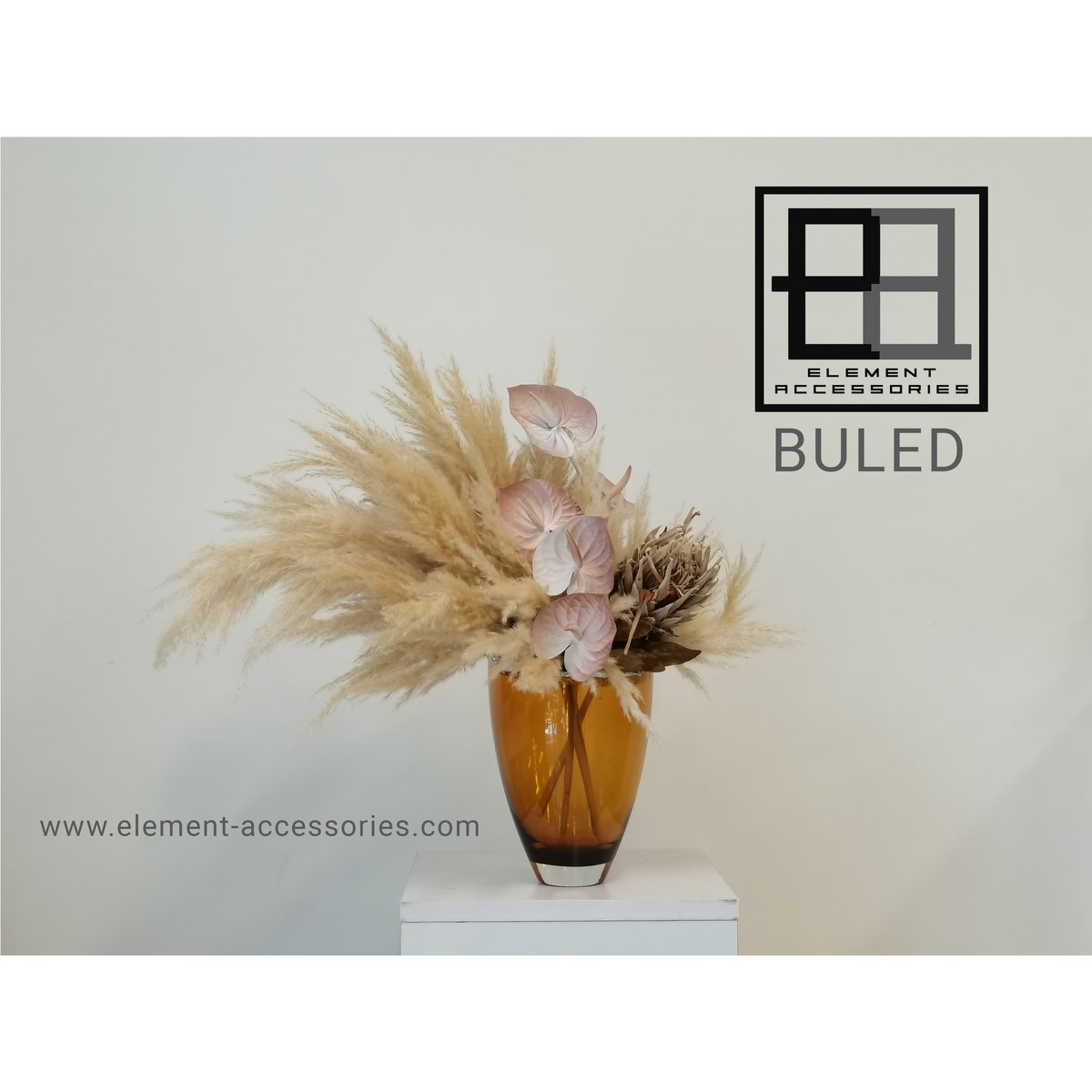 Glazen vaas diep amberkleur BULED 25x15x20 cm