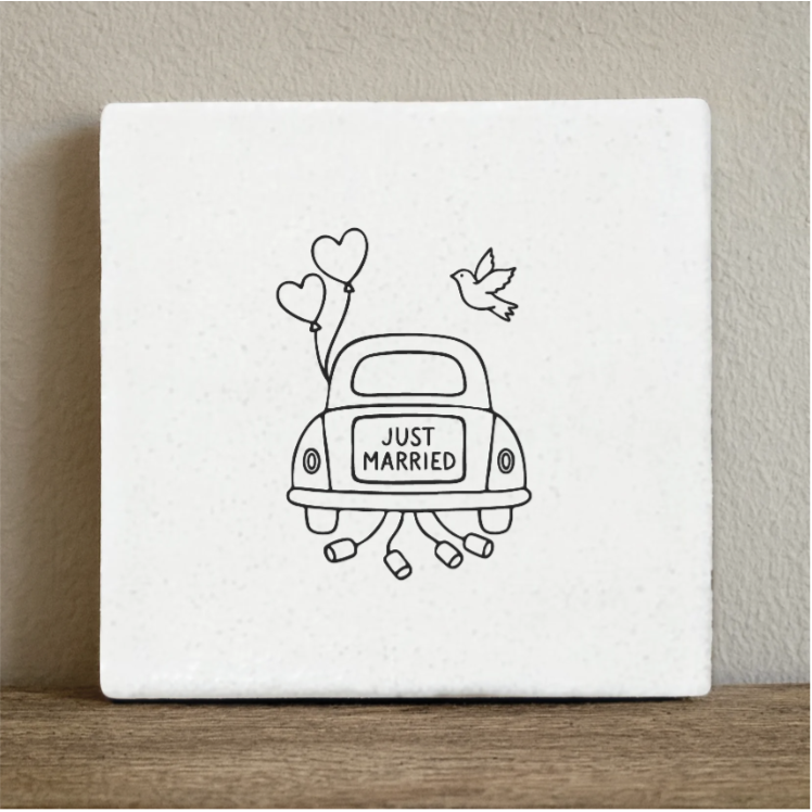 Tegeltje just married - 10x10 cm