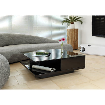 Salontafel 100x100x36 cm hoogglans zwart MDF glas