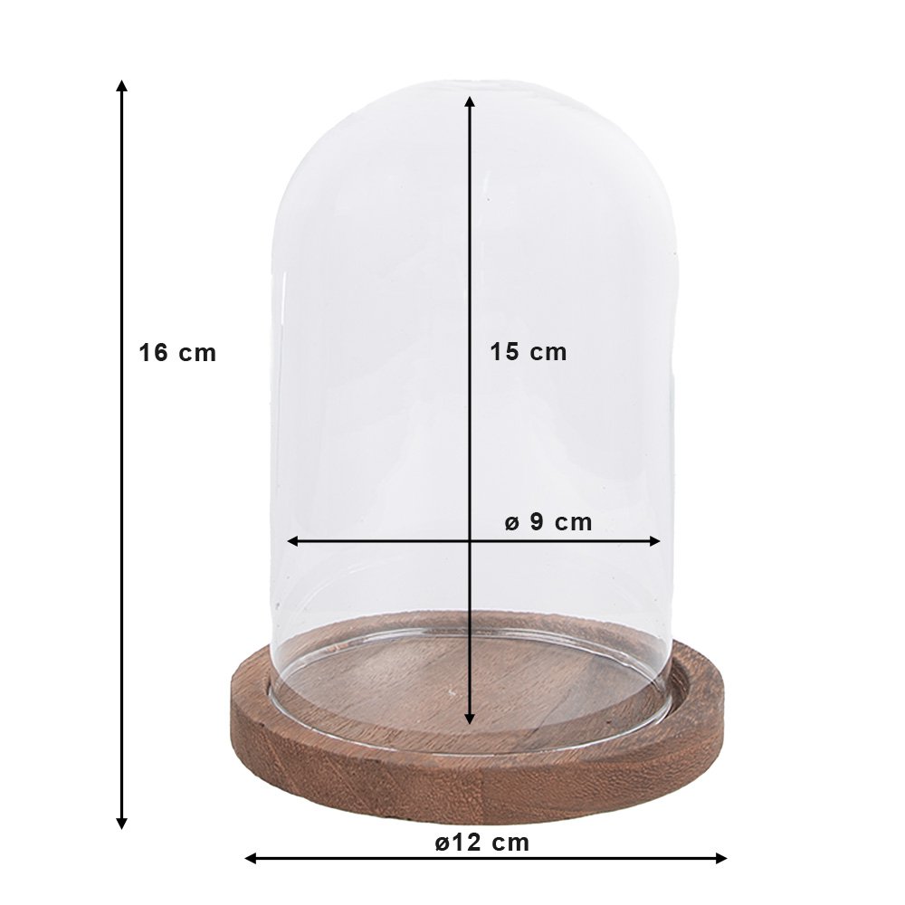 Stolp glas hout Ø 12x16 cm