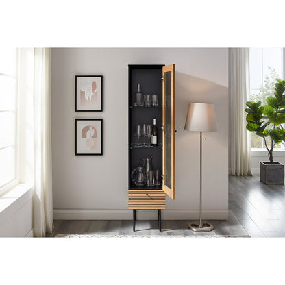 Vitrinekast 40x43x179 cm eikenfineer zwart