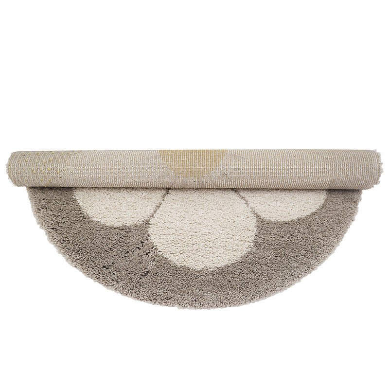 Vloerkleed rond 120 cm beige madeliefje