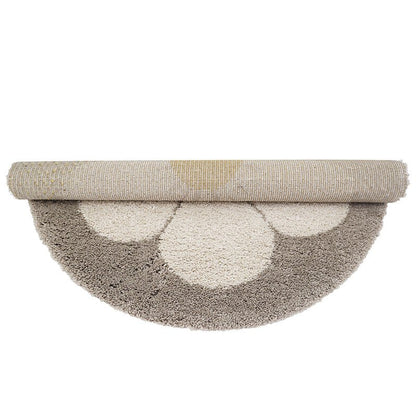 Vloerkleed rond 120 cm beige madeliefje