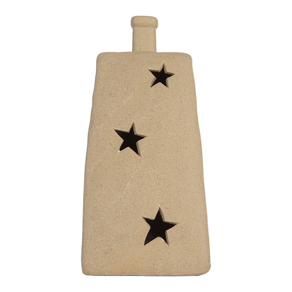 Decoration House with LED 9x7x13 cm Beige Ceramic