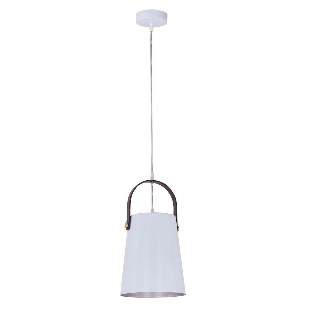 Hanglamp metaal Ø22x44 cm met leren beugel zwart