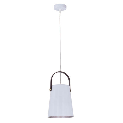 Hanglamp metaal Ø22x44 cm met leren beugel zwart