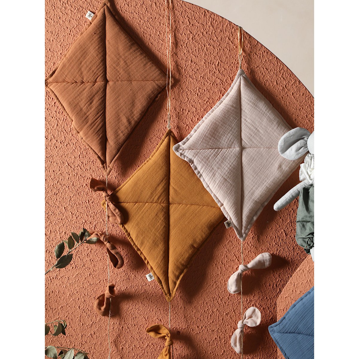 Wanddecoratie KITE 40x33 cm mosselin jute