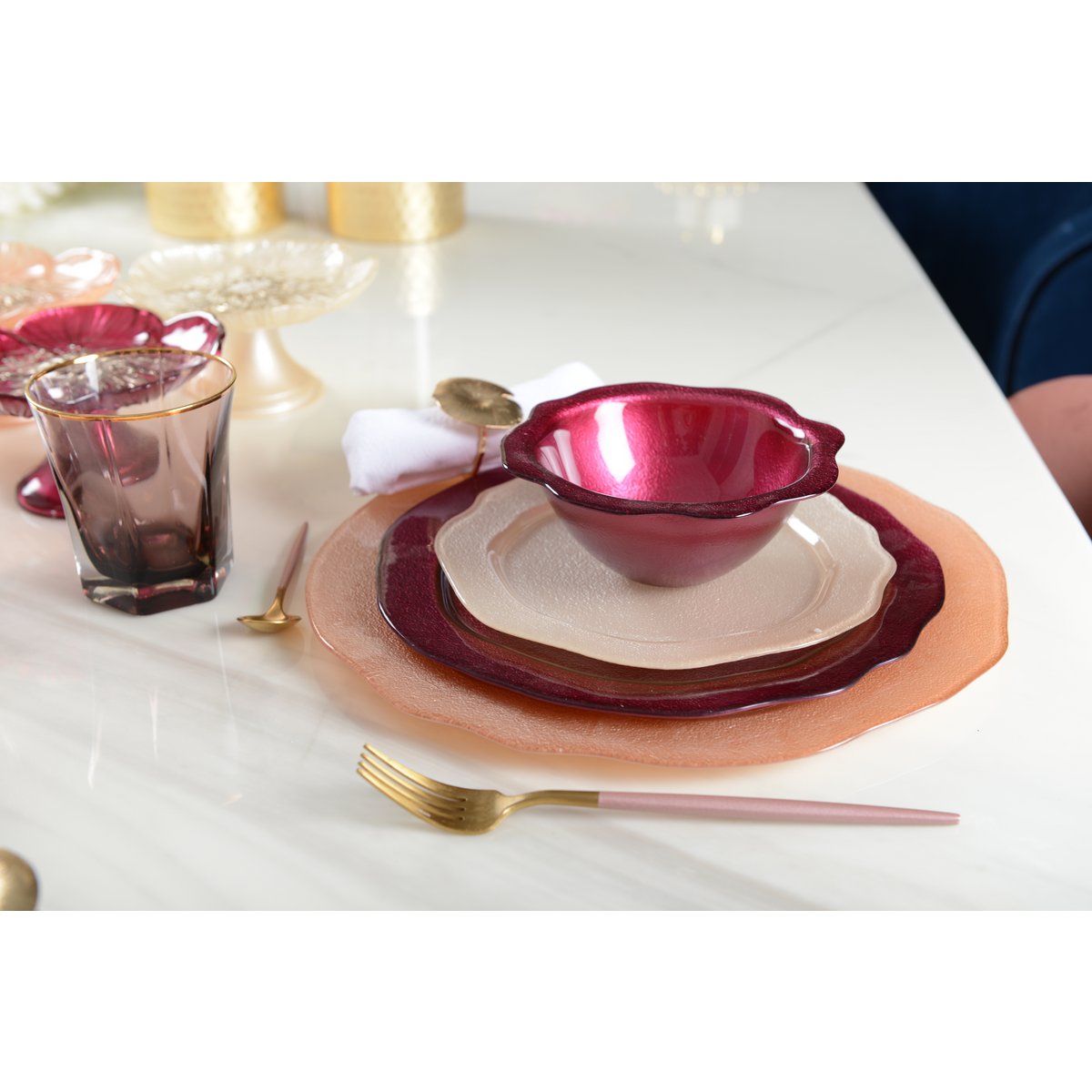Dessertbord bloemvorm 21.5 cm glas vanille