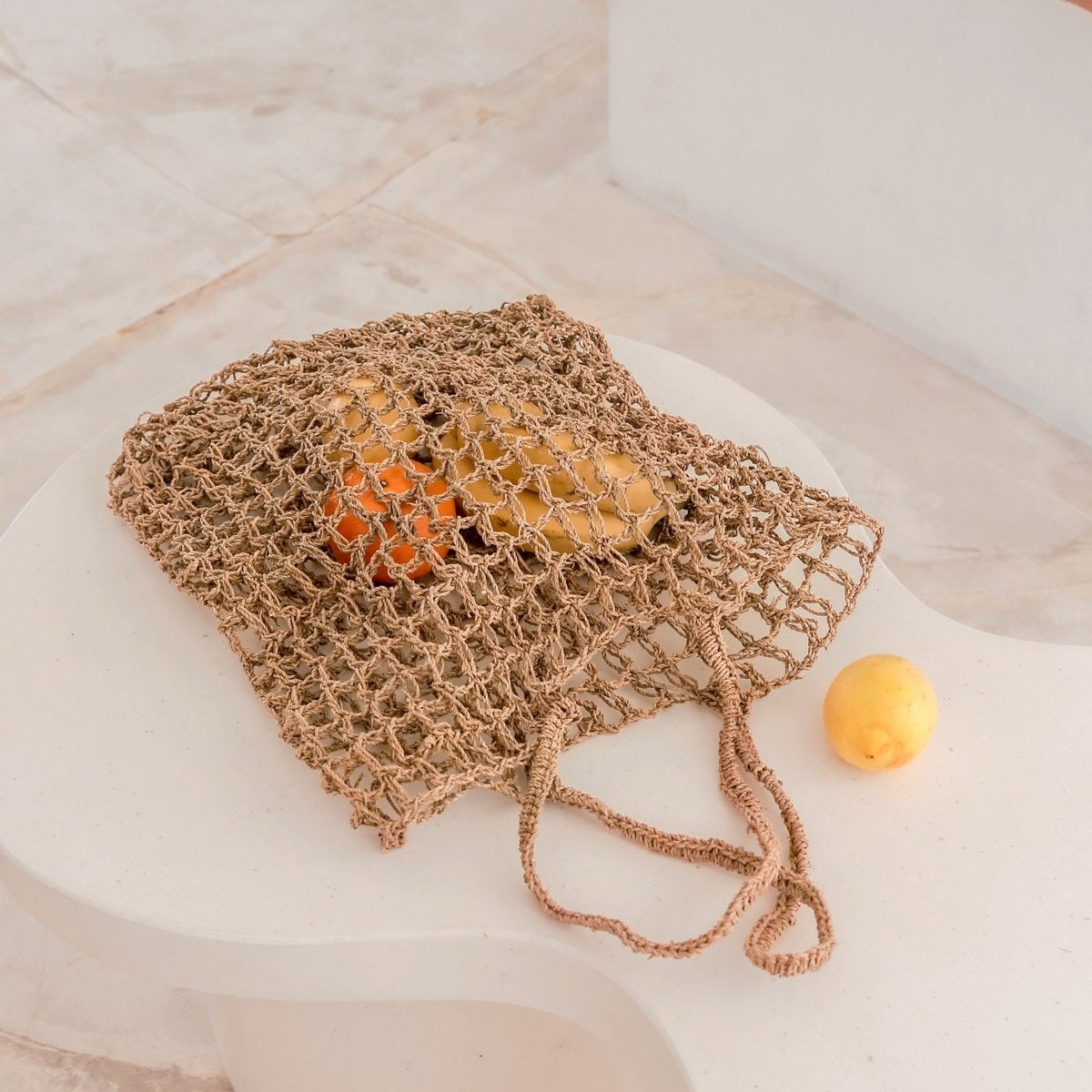 Boodschappentas raffia 42x34 cm handgeweven