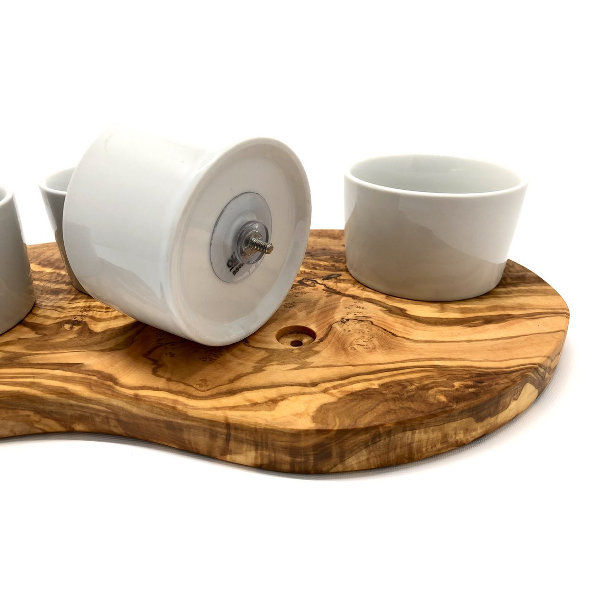 Serveerplank met 4 dipschalen hout