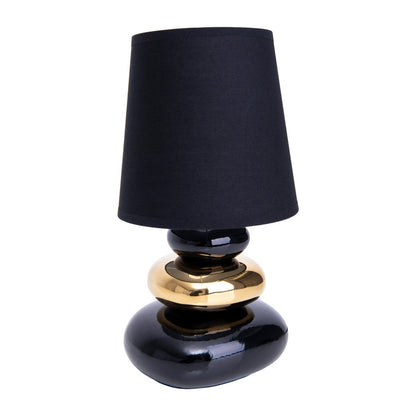 Keramische tafellamp "stoney", tafellamp gemaakt van keramiek en textiel in zwart, goud, met E14 -versie, tafellamp voor eetkamer, woonkamer, gang of kantoor, of als een bedlamp, 31 cm hoog