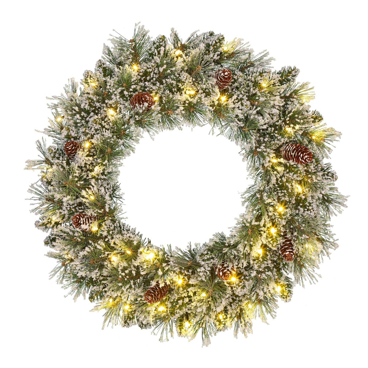 Kerstkrans 60 cm groen frosted met LED