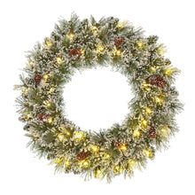 Kerstkrans 60 cm groen frosted met LED