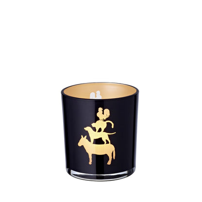 Theelichtjes glas 8 cm zwart set van 2