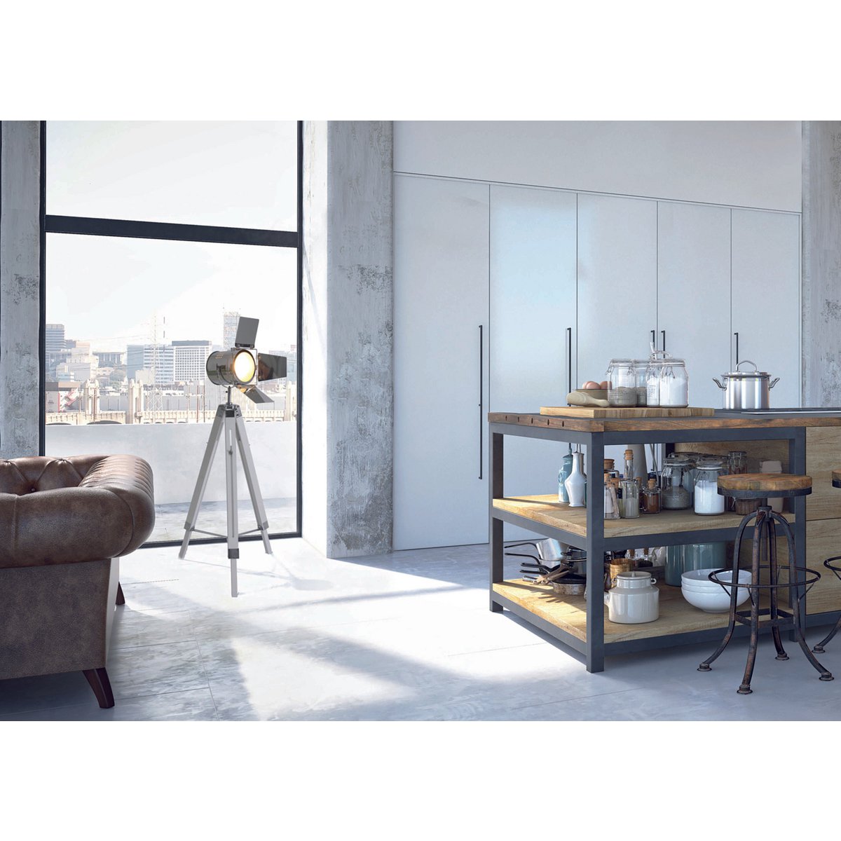 Staande Lamp Driekbende Metaal Wit E27 Hoog 100 Tot 140 Cm