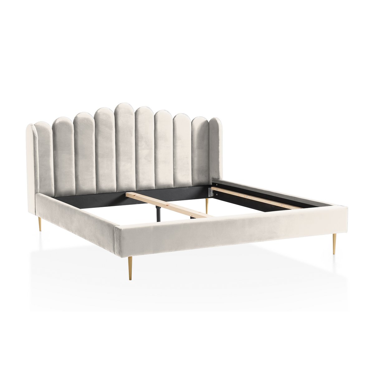 Bed schelpdesign fluweel 180x200 cm goud