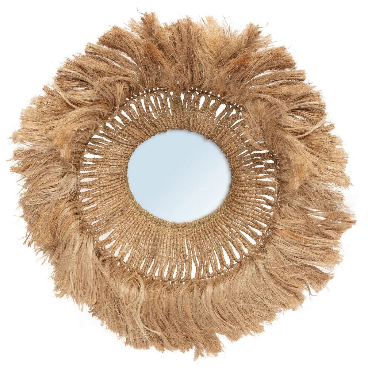 Spiegel komvormig naturel handgemaakt abaca