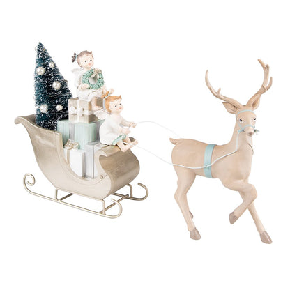 Figurine Deer 26 cm Beige Green Plastic Christmas Decoration