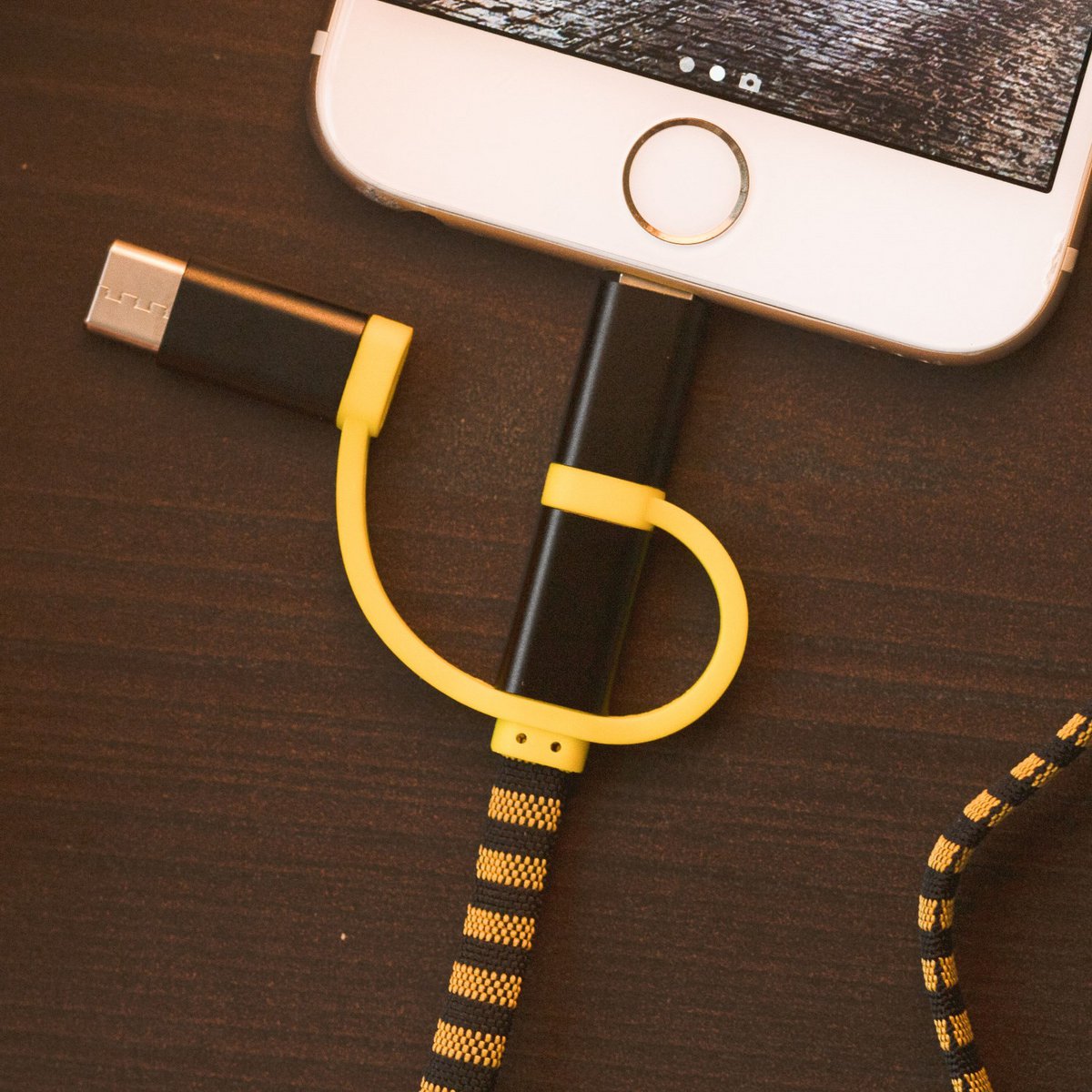 3-in-1 oplaadkabel Lightning Micro-USB USB-C 1m