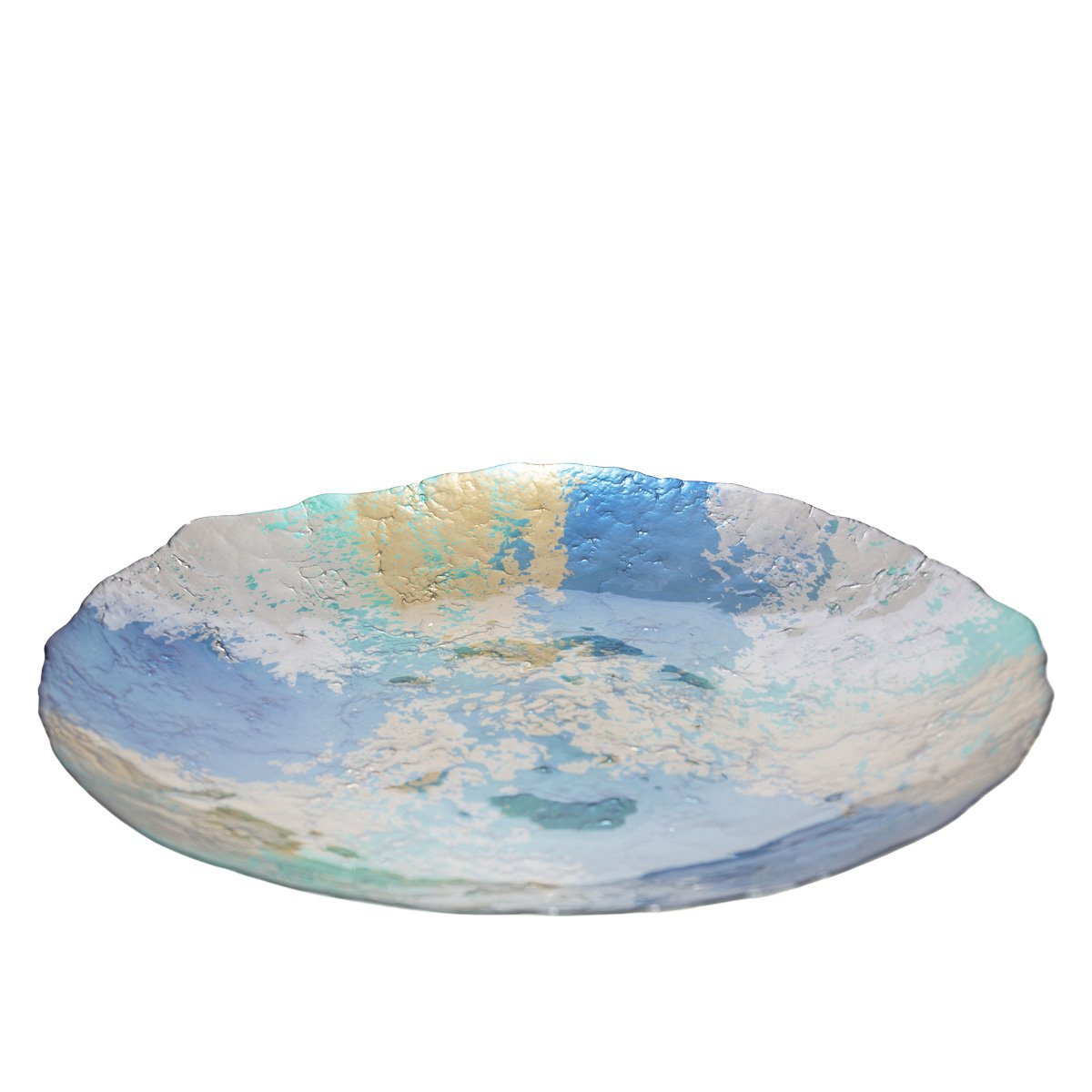 Fruitschaal 50 cm turquoise goud