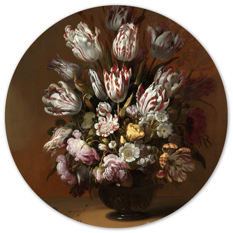 Muurcirkel Stilleven met bloemen
