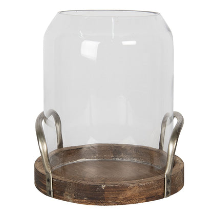 Windlicht Ø 22x27 cm hout glas
