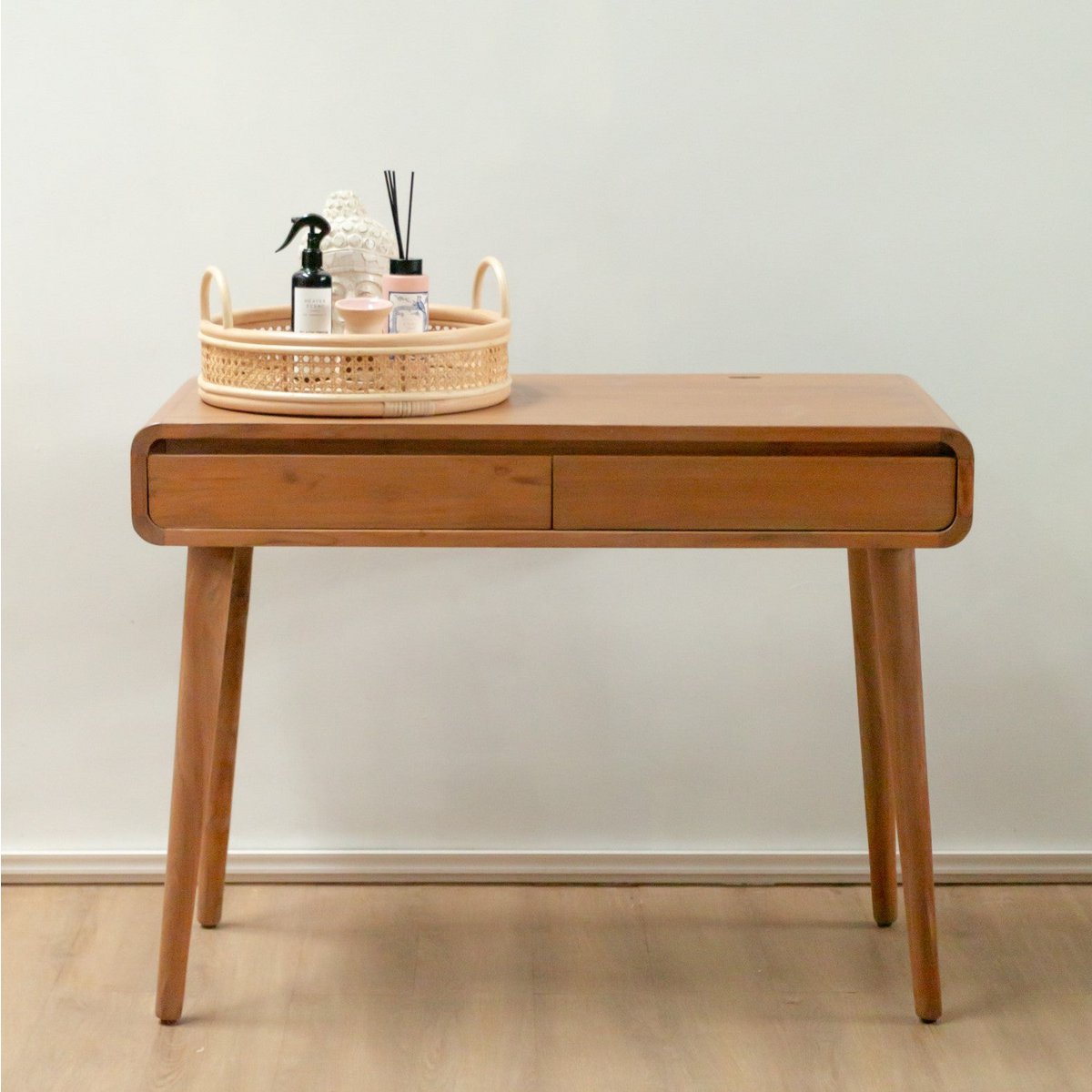 Rotan dienblad rond 40 cm beige