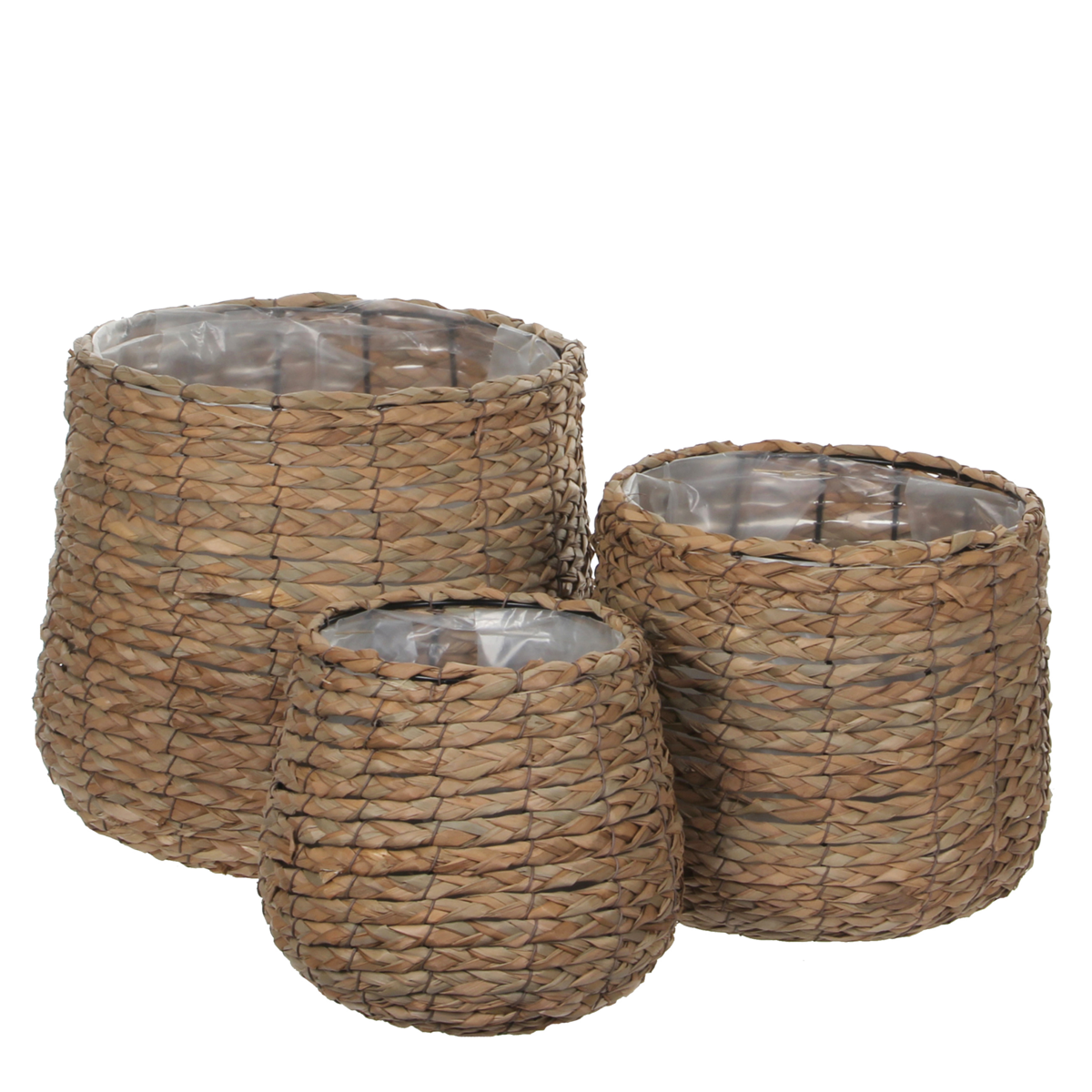 Plantenmand set van 3 zeegras H31 Dia30 cm lichtbruin