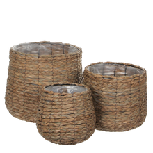 Plantenmand set van 3 zeegras H31 Dia30 cm lichtbruin