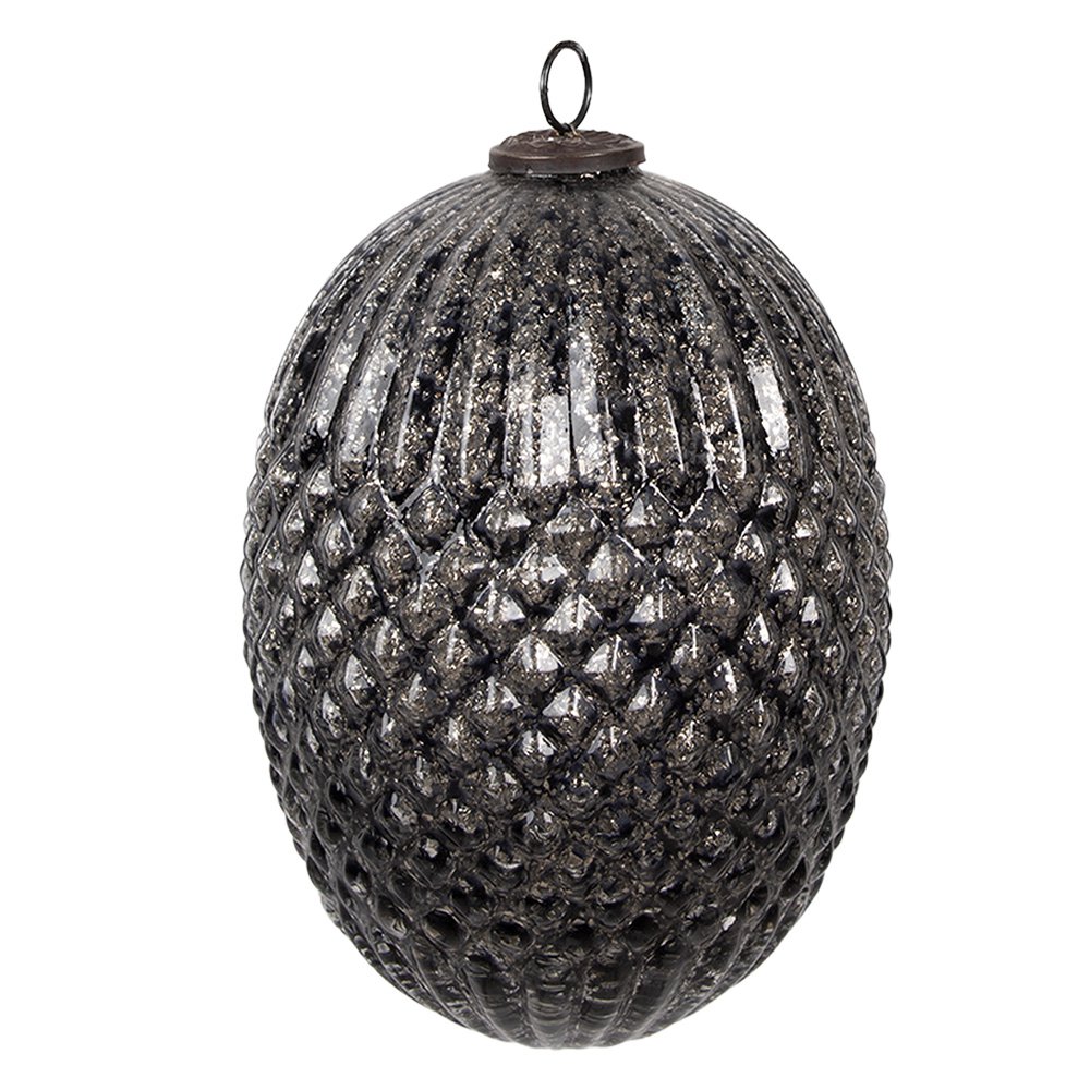 Kerstbal 17x25 cm zwart glas