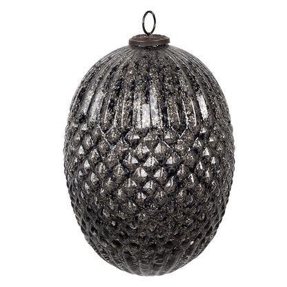 Kerstbal 17x25 cm zwart glas