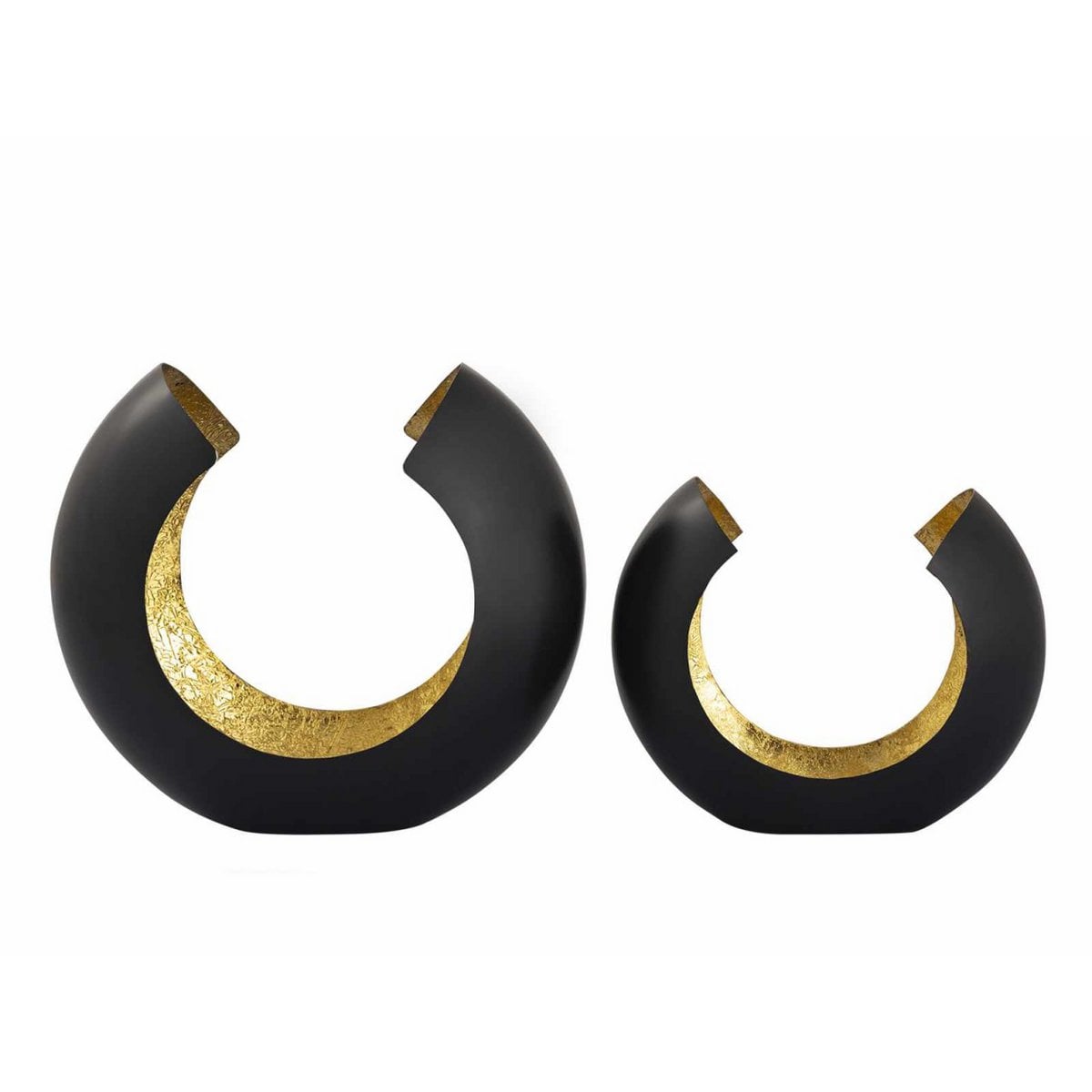 Kaarsenhouder set 2 stuks zwart goud 21x17x11 cm