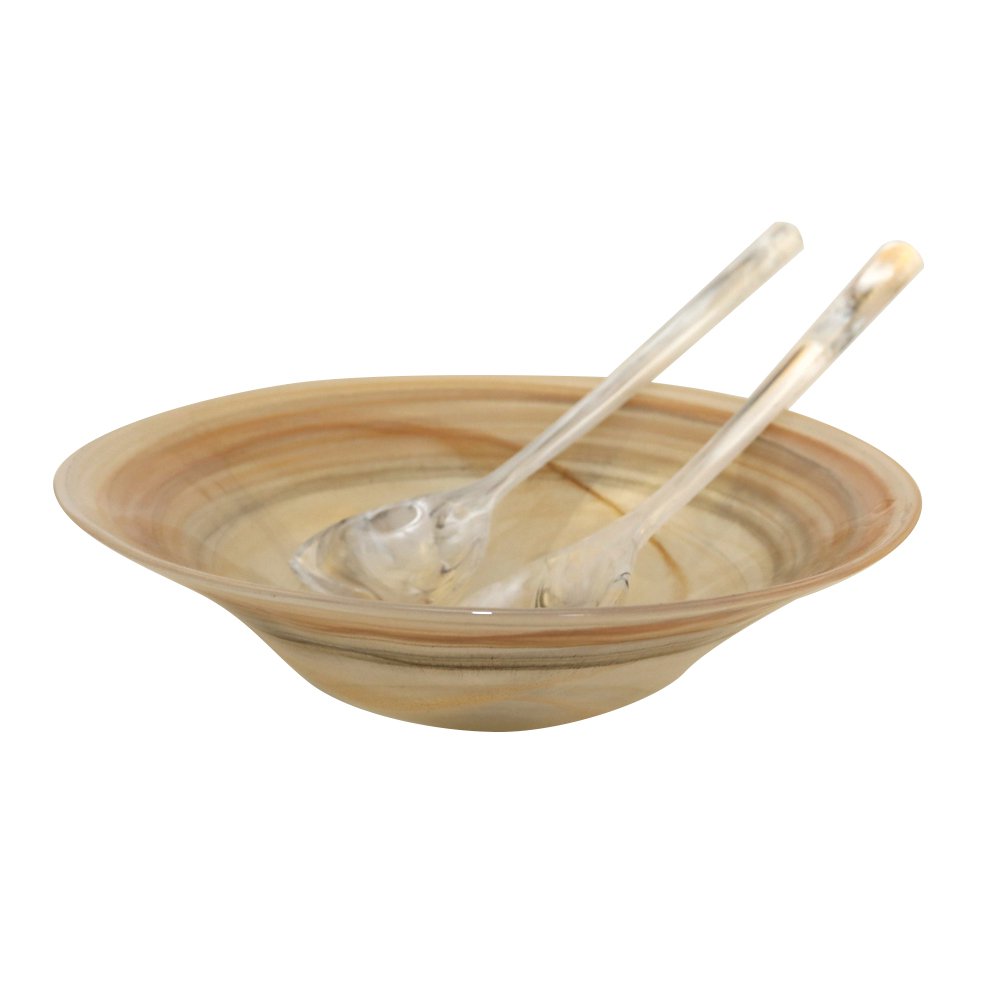 Glasschaal 30x30x7.5 cm beige