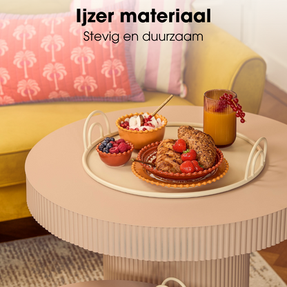 Dienblad set ijzer off-white 3 stuks Ø30-42 cm
