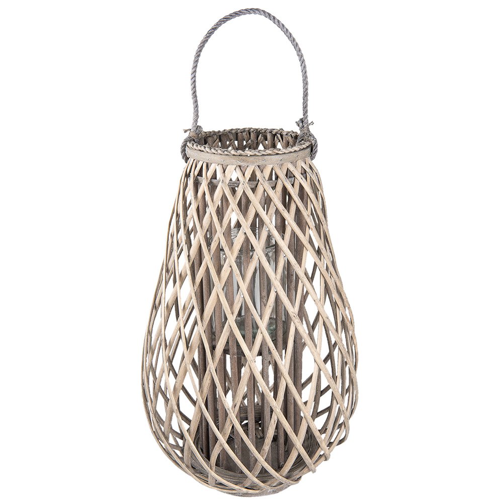 Windlicht 38x60 cm grijs hout