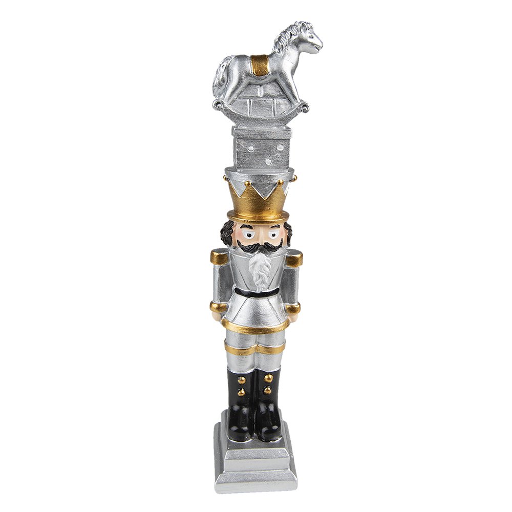 Notenkraker kerstdecoratie 23 cm zilverkleurig