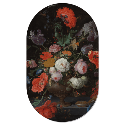 Muurovaal stilleven bloemen 40x25 cm Dibond