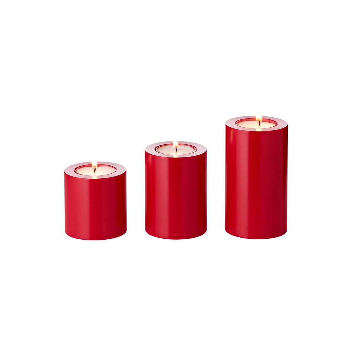 Theelichthouder set 3 stuks rood Ø 6 cm