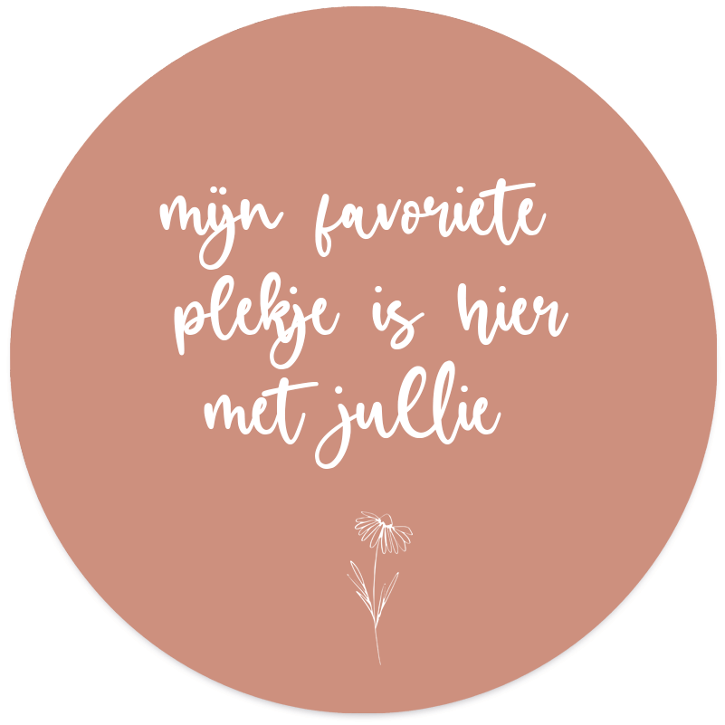 Muurcirkel roze 'mijn favoriete plekje is hier met jullie'