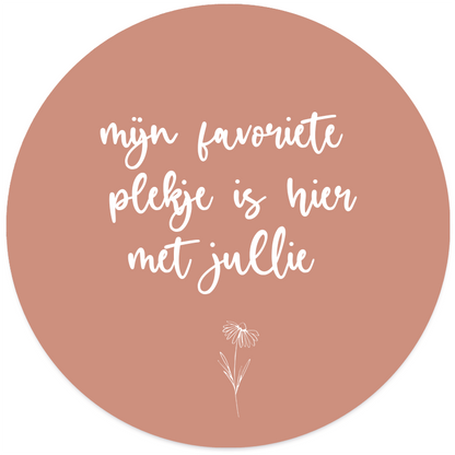 Muurcirkel roze 'mijn favoriete plekje is hier met jullie'
