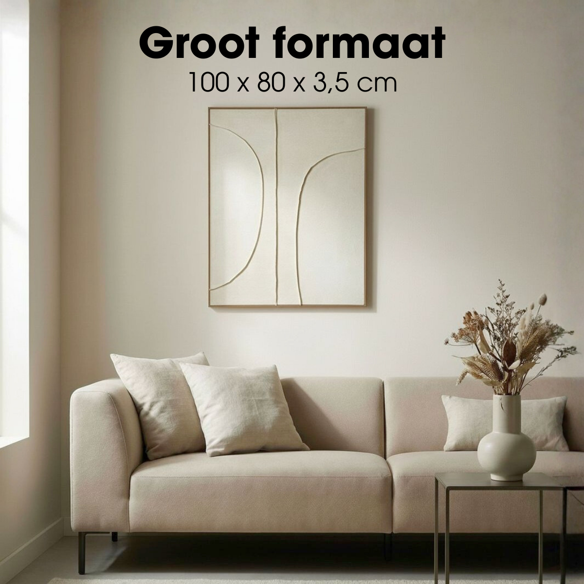 Wanddecoratie 100x80x3.5 cm beige polyester