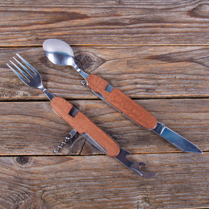 Campingbestek multitool Mad Monkey hout staal