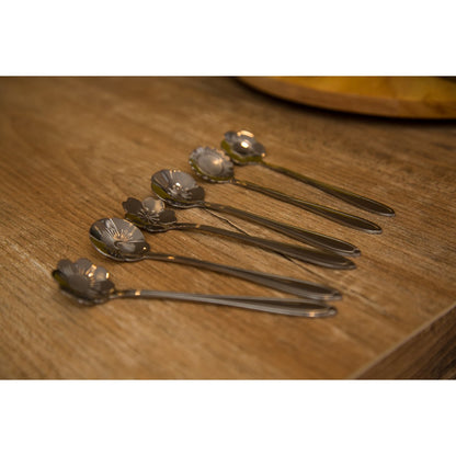 Theelepels 6 stuks zilveren bloemaccessoires
