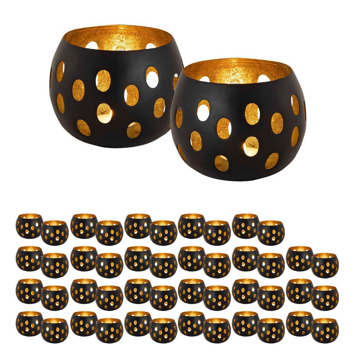 Tealight Holder 48-Delige Florina Sferische Kandelaar Zwart