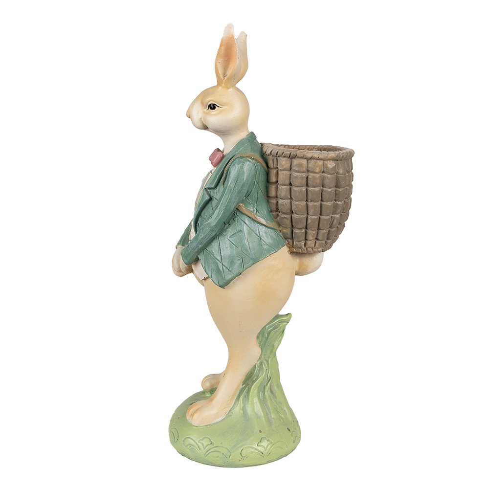 Konijnenbeeld 30 cm bruin groen polyresin