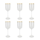 Golden Border Wine Glasses Set of 6 Marie Design